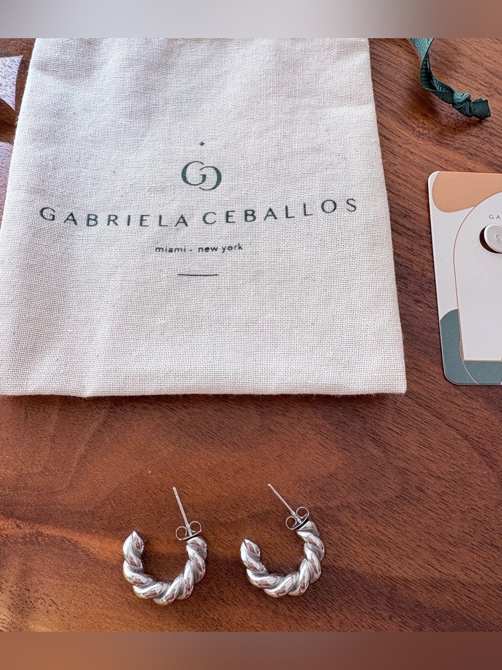 Gabriela Ceballos Silver Twisted Rope Hoop Earrings NWT